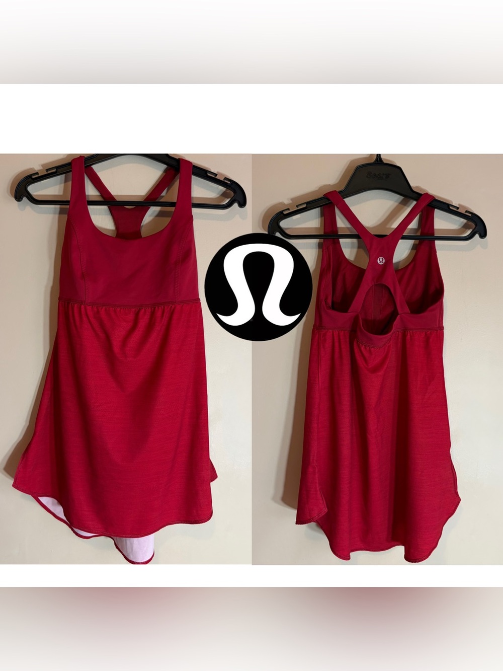 Y2k lululemon athletica Red Racerback Shelf-Bra Tank